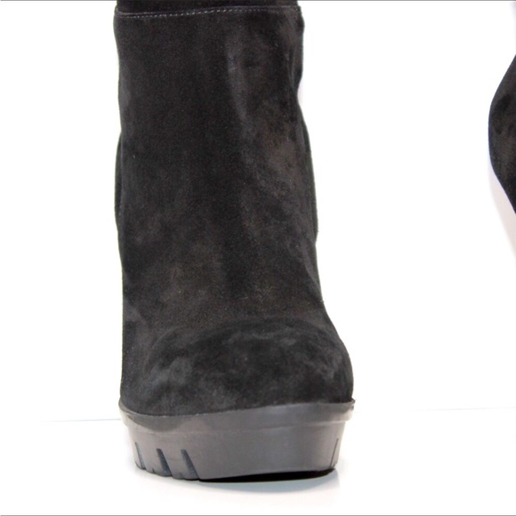 Alberto Fermani Black Suede Leather Knee-High Platform Heeled Boots Size 10 - Picture 12 of 15